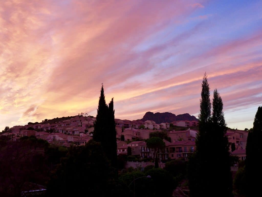 Sunset in Roquebrune-sur-Argens, after a day touring wineries in Provence | a French Riviera itinerary isn't complete without tasting wines in Provence! Tips from the wine tour we took, which wineries we visited in Aix-en-Provence