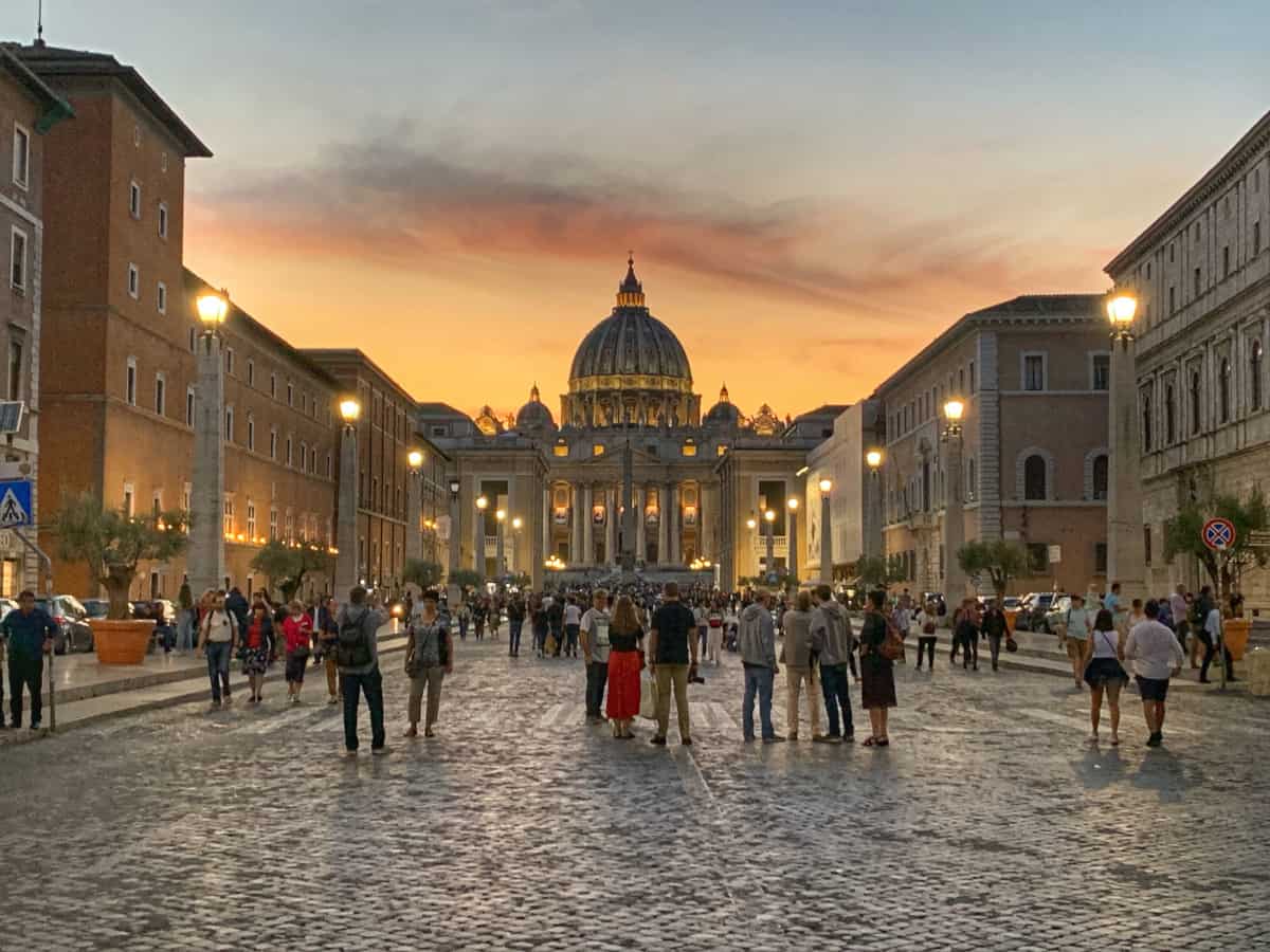 One of my fave photos!!! St. Peter's at sunset, one of the best photo spots in Rome
