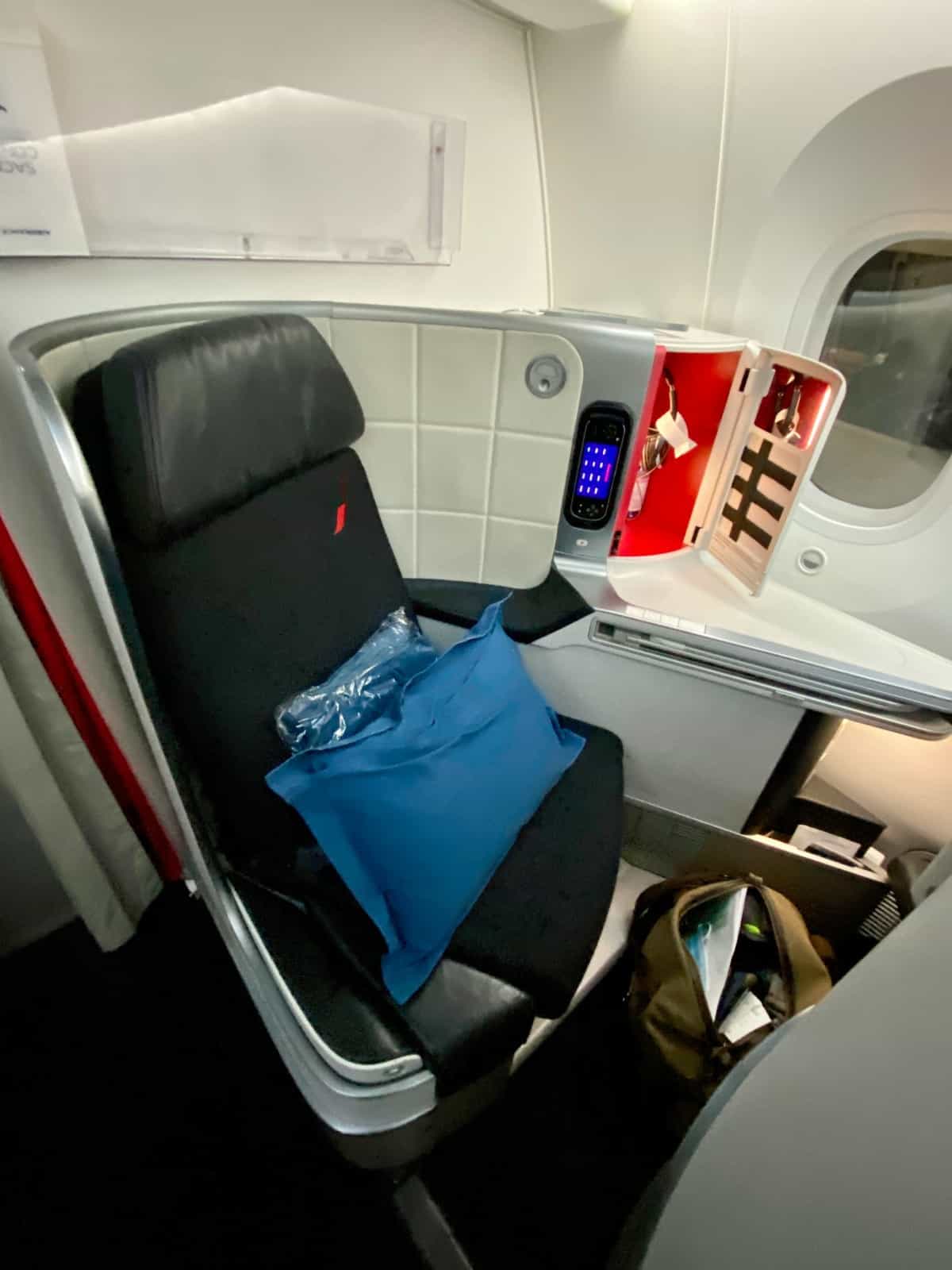 Fish-eye view of the business class seats on AirFrance (787 aircraft I think)