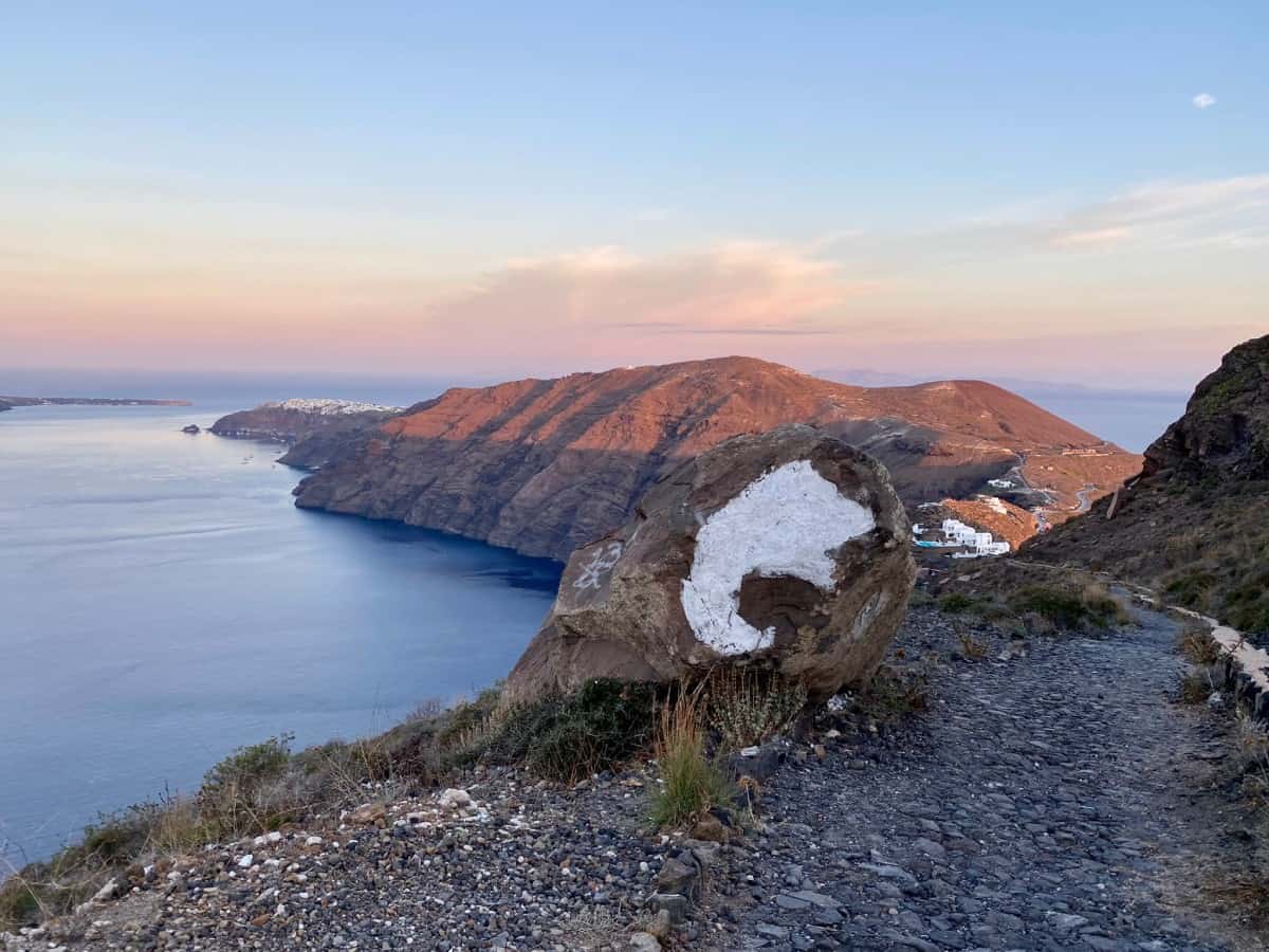 Tips for the Santorini hike at sunrise, why you need to do the Fira to Oia hike (& start in Imerovigli) - the trail was well marked