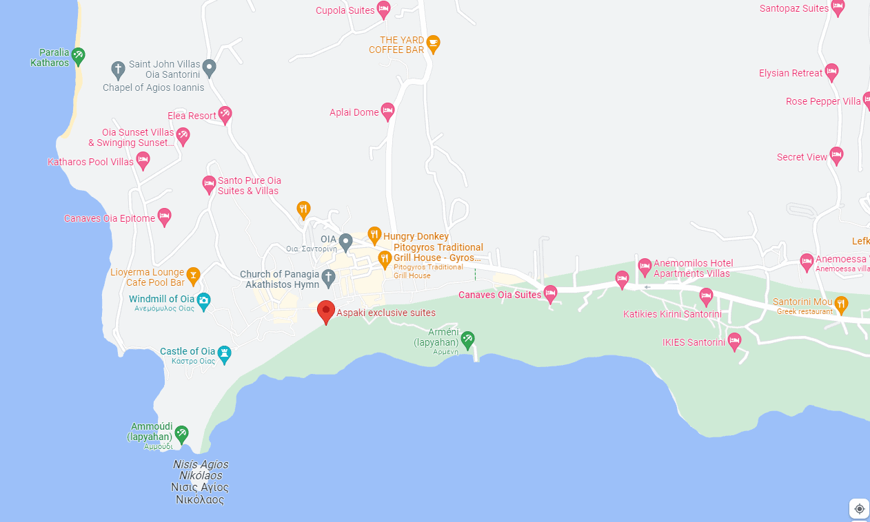 A map for planning your visit to Oia, Santorini