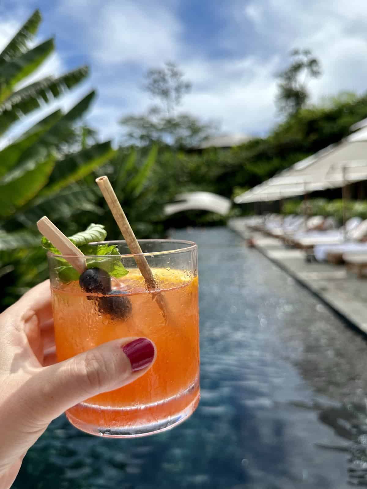 A cocktail at the main pool at Nayara Tented Camp - what it was like staying at this luxury Arenal resort