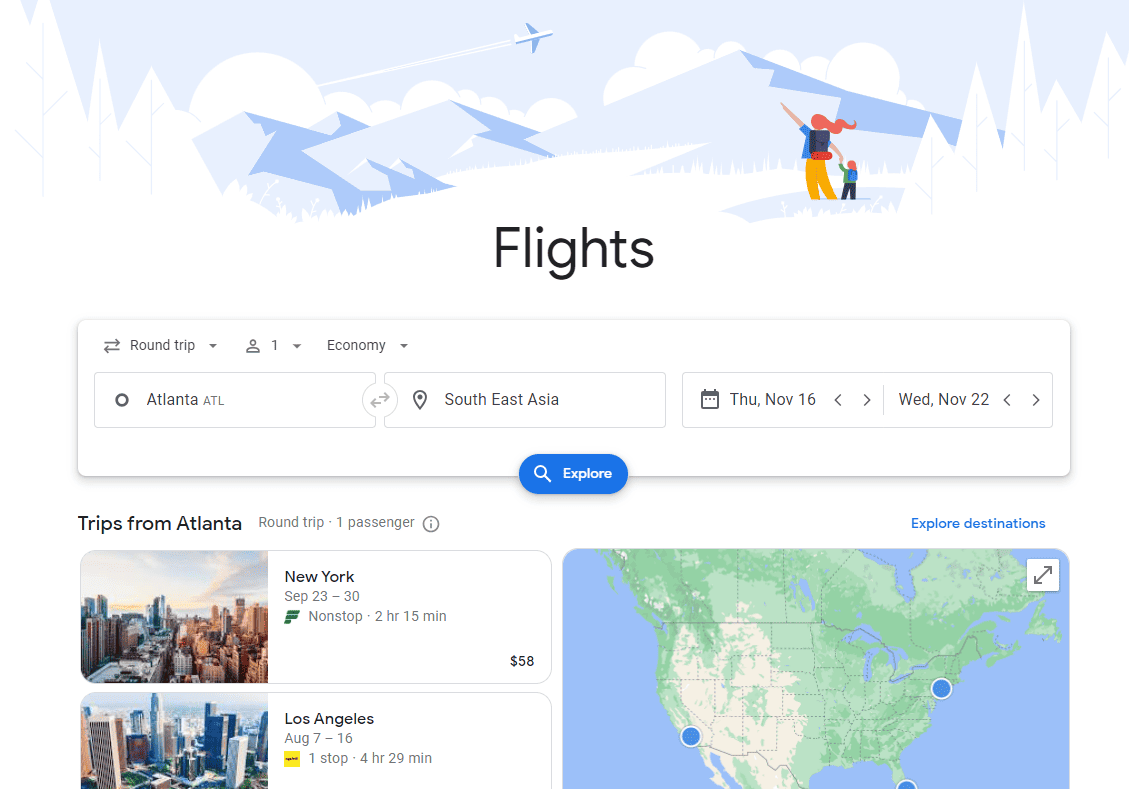 How to Use Google Flights "Map Search", a great tool for trip planning in the early stages, a helpful travel planning hack! 