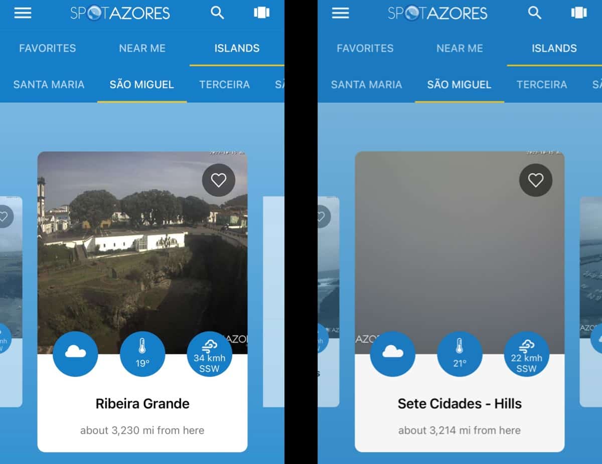how to use the Azores webcams to see the weather at Sete Cidades