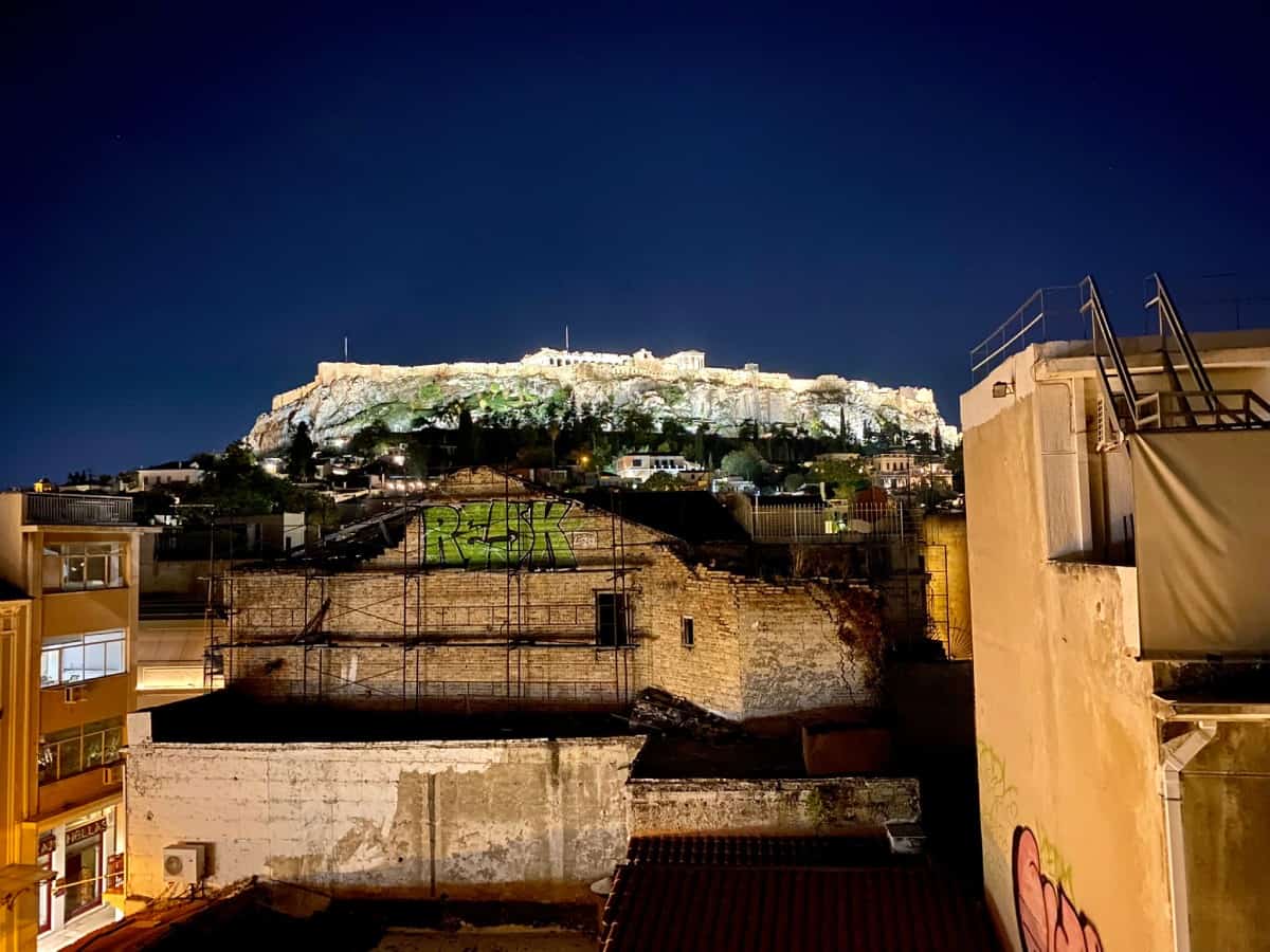 View of the Acropolis from my apartment in Athens, Greece