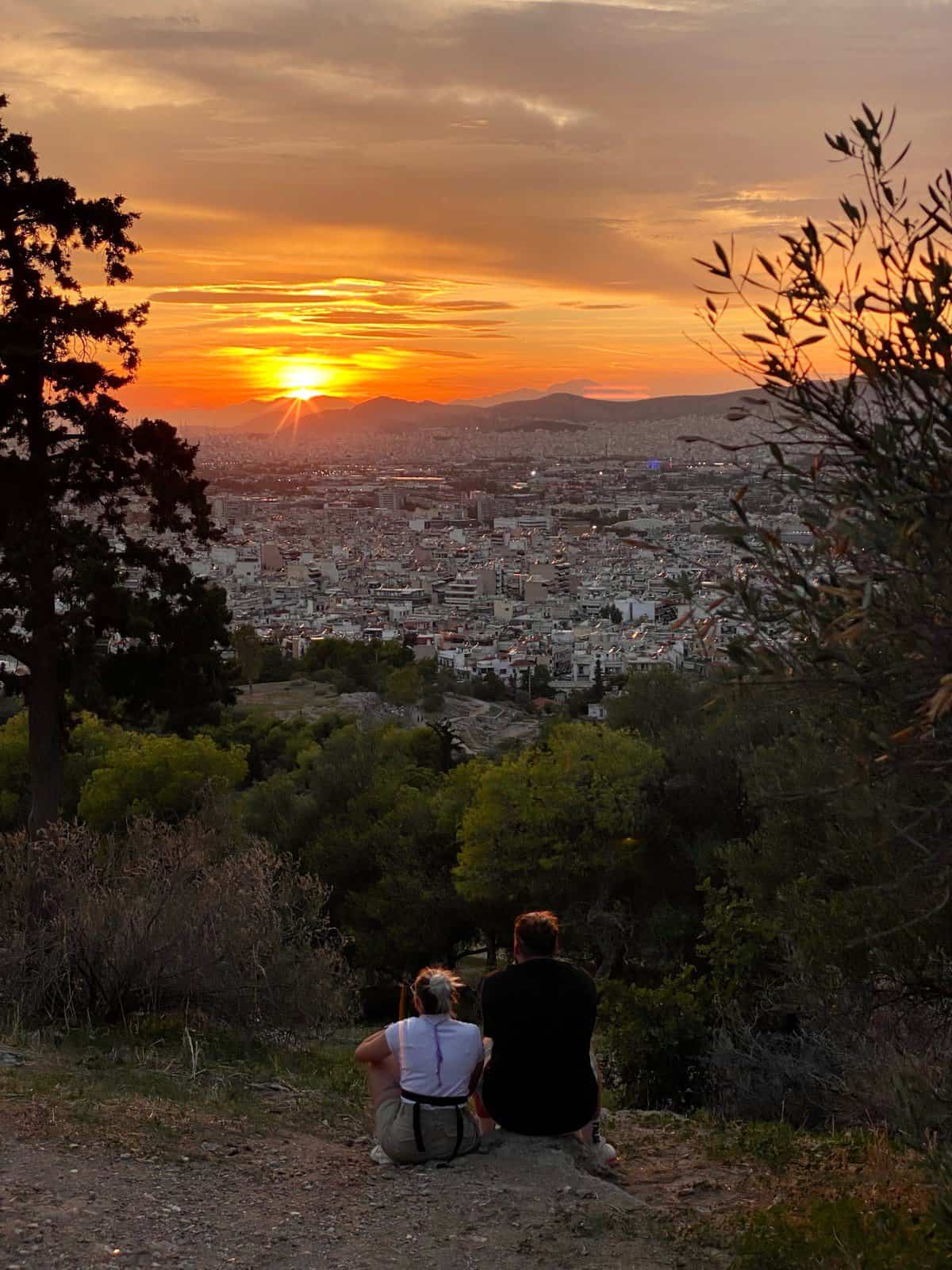 things to do in Athens with one day - sunset from Philopappos Hill