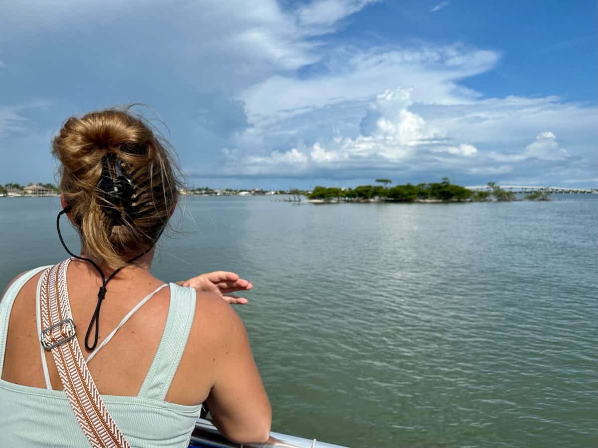girl looking at mangrove island in Marco Island, FL